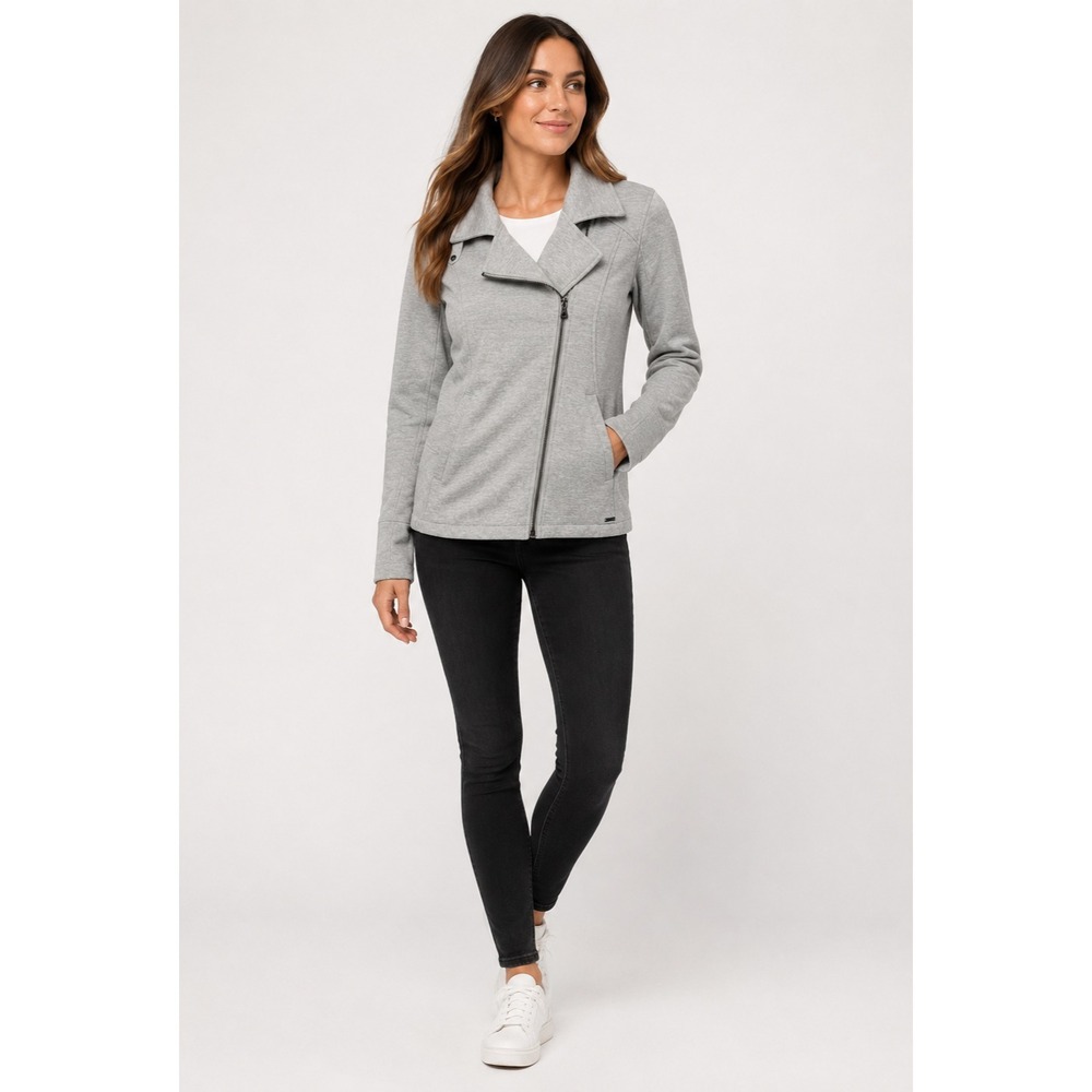 prAna Marabelle Softshell Asymmetrical Zip Jacket Womens Small Gray Polyester